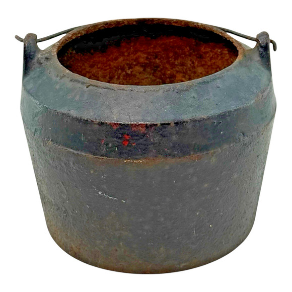 Small Vintage Cast Iron Smelting Cauldron Kettle Pot Planter 5lbs Rustic Cottage - Picture 2 of 12